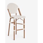 Tabouret haut empilable avec dossier en aluminium et rotin synth�tique brielle bistro sklum beige nude ...