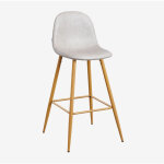 Sklum - tabouret haut glamm en simili cuir ?75 cm gris taupe clair bois naturel
