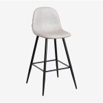 Sklum - tabouret haut glamm en simili cuir ?75 cm gris taupe clair noir