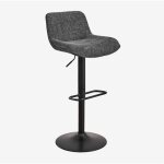 Sklum - tabouret haut réglable avec dossier en métal et tissu igarasi gris - noir Sklum - tabouret haut réglable avec dossier en métal et tissu igarasi gris - noir