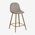 Sklum - tabouret haut en velours glamm ?65 cm gris taupe doré Sklum - tabouret haut en velours glamm ?65 cm gris taupe doré