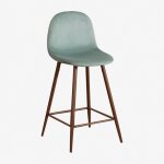 Sklum - tabouret haut en velours glamm ?65 cm vert sapin bois fonc�
