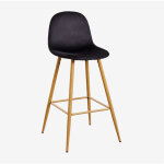 Sklum - tabouret haut en velours glamm ?75 cm noir bois naturel