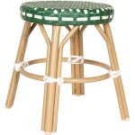 Tabouret de jardin en aluminium et rotin synthétique blanc et vert Tabouret de jardin en aluminium et rotin synthétique blanc et vert