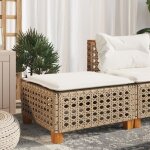 Vidaxl - tabouret de jardin et coussin beige 63, 5x56x32cm résine tressée Vidaxl - tabouret de jardin et coussin beige 63, 5x56x32cm résine tressée