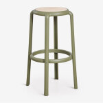Tabouret de jardin haut en polypropyl�ne omara sklum vert olive intense ?75 cm