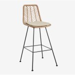 Tabouret de jardin haut en rotin synth�tique gouda natural sklum naturel ?75 cm noir