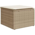 Tabouret de jardin? pouf de jardin?repose - pied avec coussin beige 55x55x37cm r�sine tress�e cfw61021 ...