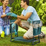 Tabourets de jardinage pliable avec coussin eva genouill�re de jardin 2 en 1 cadre en m�tal si�ge de ...