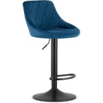 Tabouret kast - velours bleu marine / pitement noir