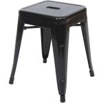 Hhg - jamais utilis] tabouret en mtal 895, dsign industriel mtallique, empilable, noir