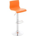 Tabouret de bar hover r�glable en hauteur assise plastique orange m�tal chrom�