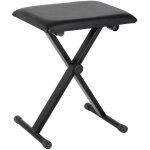 Tabouret de piano pliant et r�glable - pouf repose - pieds - similicuir noir sur structure m�tal - 39 ...