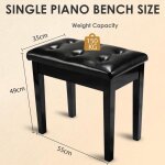 Tabouret de piano, siege piano 55x35x49cm, chaise piano avec espace de rangement, pieds en bois massif, ...