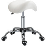 Tabouret pivotant ajustable en hauteur, rembourr� en simili cuir, blanc pour bureau et maison