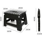 Tabouret pliant multiusage, marchepied, 22 cm de hauteur, noir