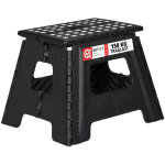 Tabouret pliant l, portable, escabeau de salle de bain, 150 kg, plastique, hxlxp 30 x 37 x 29 cm, noir ...