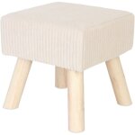 Tabouret relaxdays en velours c�tel�, pieds en bois, rembourr�, hxlxp : 30x30x30 cm, carr�, pouf, beige ...