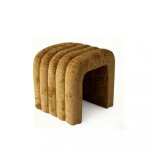 Tabouret rembourr� en tissu chenille - jaune moutarde - mui
