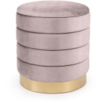 Tabouret rembourr� en velours avec rangement 40 cm luna rose poudr�