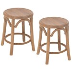 Hellin - tabourets r�tro en teck naturel (lot de 2) - frasi