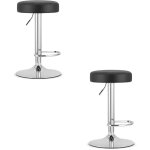 Tabouret rojst - �co - cuir noir / pi�tement chrom� x 2