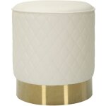 Tabouret rond blanc matelass� avec base dor�e 36 cm