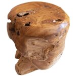 Tabouret rond racine de teck 40cm farmer casita fartabou20r - 40x40x40 cm - kayu meuble