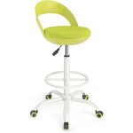 Tabouret roulant rond avec repose - pieds, hauteur d'assise 70 - 82 cm, pivotant 360 �, fauteuil de bureau ...