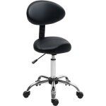 Tabouret � roulettes avec hauteur r�glable 51 - 67 cm et dossier, pour salon de massage, tatouage, clinique, ...