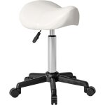 Tabouret  roulettes - homcom - hauteur rglable 45 - 57 cm et selle ergonomique - polyurthane et mtal ...