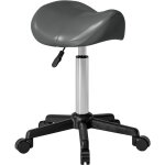 Tabouret � roulettes - homcom - hauteur r�glable 45 - 57 cm et selle ergonomique - polyur�thane et m�tal ...