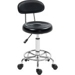 Tabouret  roulettes - homcom - hauteur rglable, dossier et repose - pieds, pivotant 360 - cadre en ...