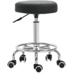 Tabouret � roulettes - vinsetto - hauteur r�glable, assise rembourr�, pivotant 360� - rev�tement synth�tique ...