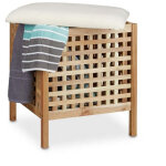 Tabouret de salle de bain en noyer avec lavabo