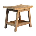 Naturel - tabouret de salle de bain en teck massif, 50x45x35 cm, fabrication artisanale (natifst50) Naturel - tabouret de salle de bain en teck massif, 50x45x35 cm, fabrication artisanale (natifst50)