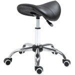 Tabouret selle pivotant r�glable avec roulettes, noir, pour bureau ou salon