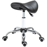 Tabouret selle pivotant rglable avec roulettes, noir, pour bureau ou salon