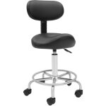 Tabouret selle avec roulettes et dossier, tabouret de bureau ergonomique, pivotant � 360�, hauteur r�glable ...