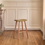 Berah getah - tabouret en teck massif assise velours cotel� 65 cm