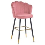 Toscohome - tabouret en velours rose avec terminaux dorés - estro Toscohome - tabouret en velours rose avec terminaux dorés - estro