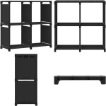 Tagre d'affichage 4 cubes noir 69x30x72, 5 cm tissu - tagre bibliothque - meuble rangement - tagre ...