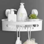 Tagère angle à ventouse douche, serviteur de rangement douche sans perçage reutilisable, grandes panier ... Tagère angle à ventouse douche, serviteur de rangement douche sans perçage reutilisable, grandes panier ...