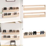 Tagres  chaussures murales 2 pcs 110x9x23 cm pin massif - tagres  chaussures - rangement chaussures ...