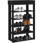 Tag�re � chaussures noir 60x30x98 cm bois d'ing�nierie - vidaxl