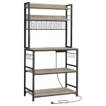 Tagre de cuisine avec multiprise, support pour micro - ondes, tagre de rangement, avec panneau grillag, ...