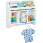 Relaxdays - rangement pratique pour votre enfant, bibliothque murale, 3 crochets, h x l x p : 51, 5 ...