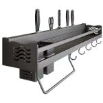 Tag�re � �pices, �tag�re de cuisine murale sans per�age porte - �pices avec 6 crochets amovibles, peut ...