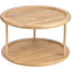 Tagère à épices à plateau tournant en bois à 2 niveaux pour armoire de cuisine, plateau de table Tagère à épices à plateau tournant en bois à 2 niveaux pour armoire de cuisine, plateau de table