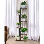 Dandibo - tag�re � fleurs int�rieur m�tal noir 6 niveaux bois 96581 escalier � fleurs support pour plantes ...